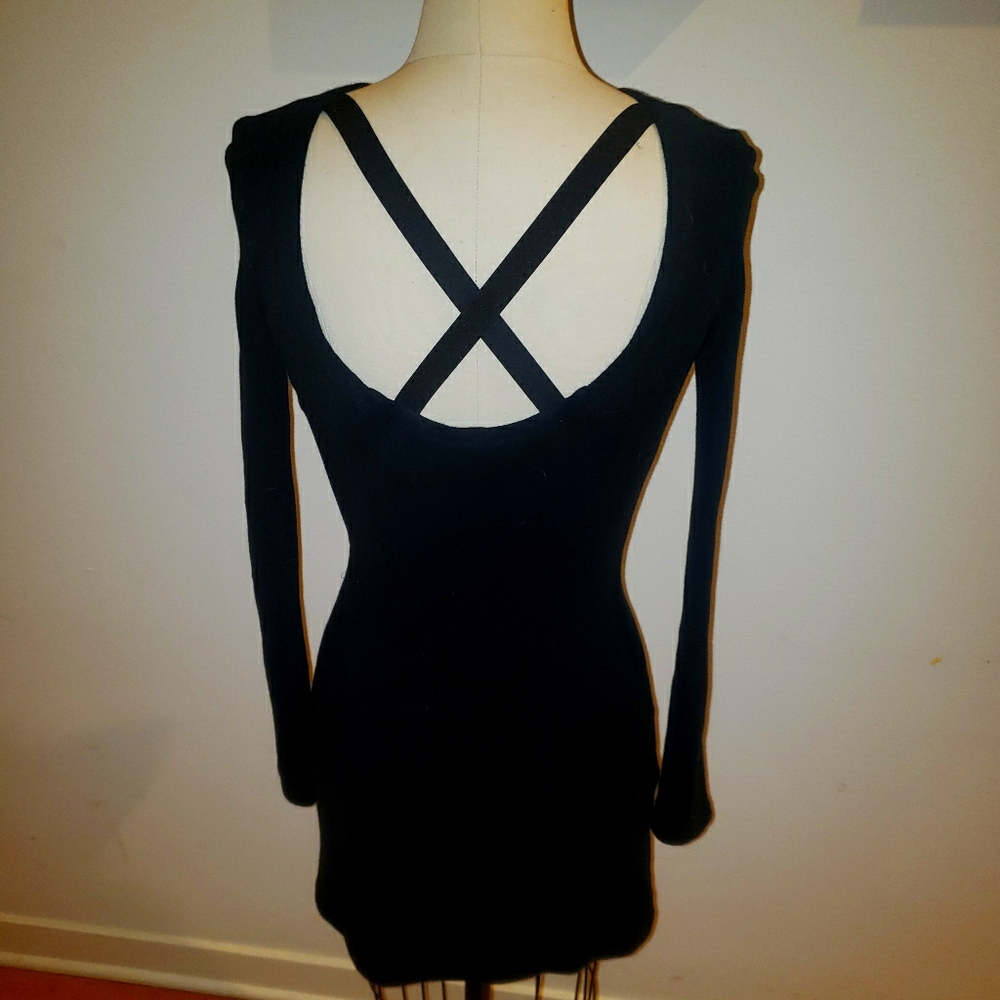 Theyskens' Theory Long Sleeve Cross Back Dress
